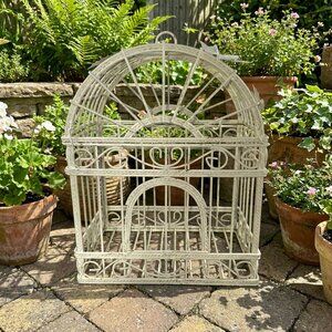 Decorative Ivory Metal Birdcage French Country Shabby Chic Victorian Farmhouse